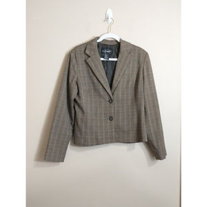 VTG Requirements Womens Plaid Blazer Jacket Size12 Brown Menswear Light Academia